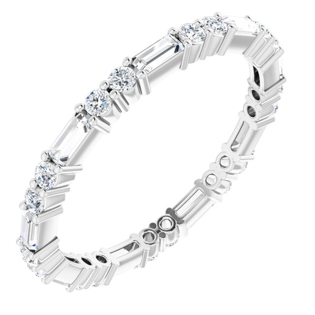 0.94 ct.Round & Straight Baguette Diamond Eternity Band-VIRABYANI